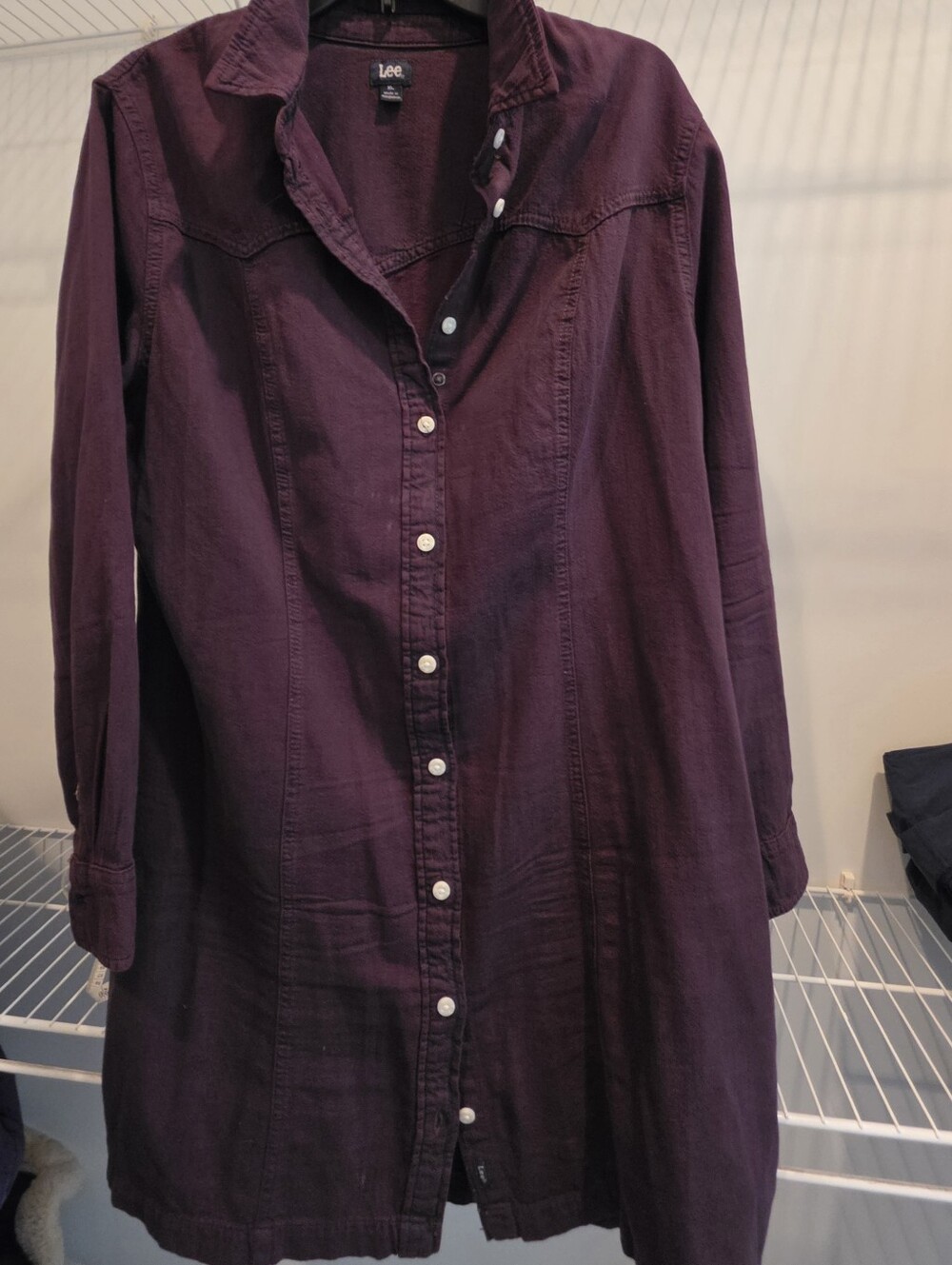Lee Women’s Long Sleeve Button-Down Dress - Plum